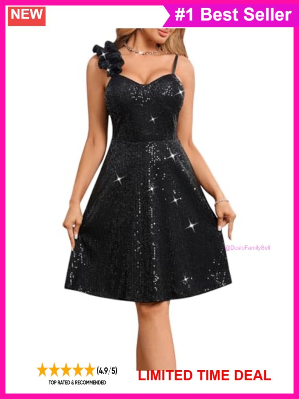 Sequin A-Line Mini Dress Ruffled Sleeveless Party Cocktail Evening Gown